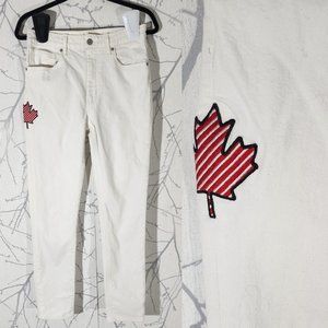 Levi's x Hudson Bay White Maple Leaf Patch High Rise Skinny Jeans